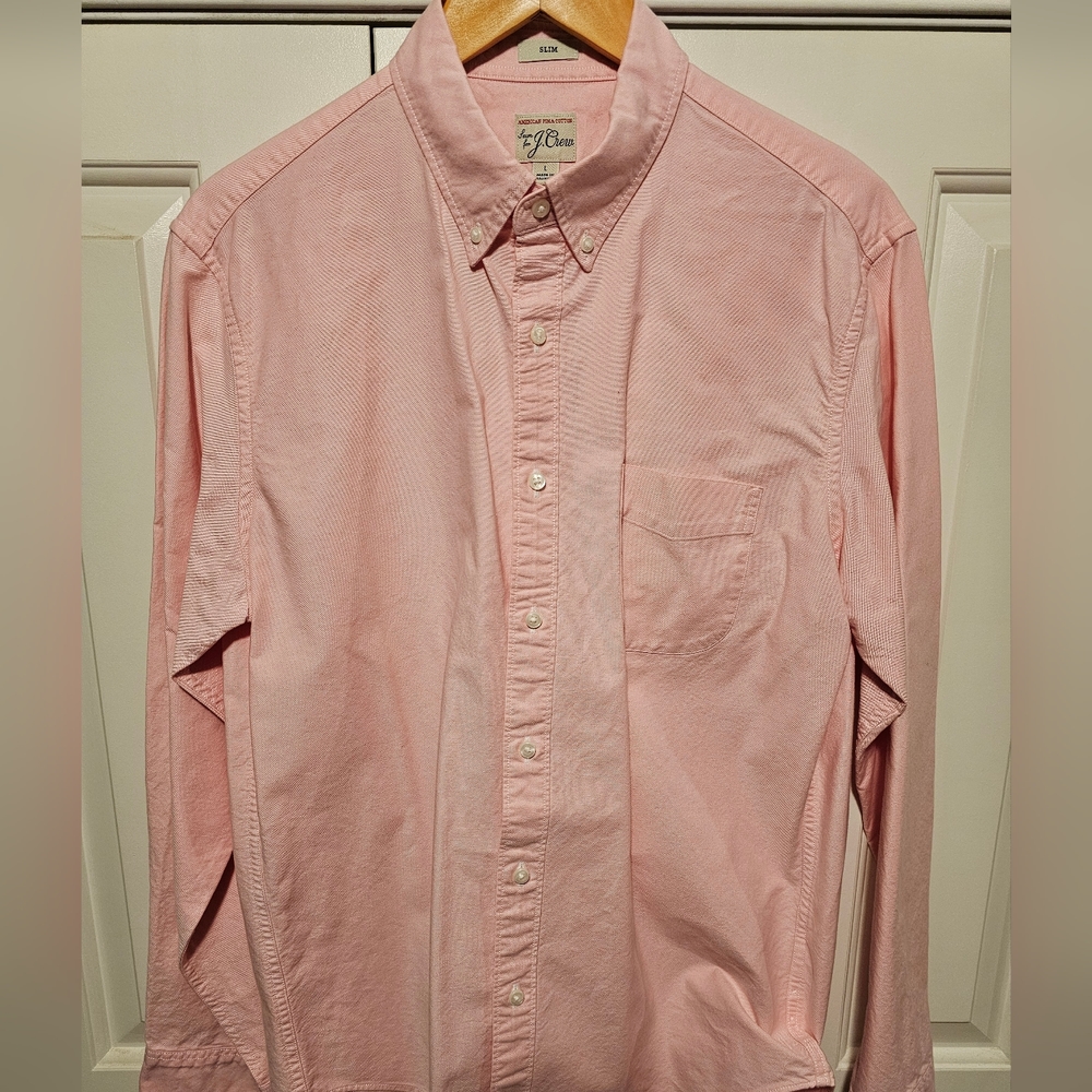 JCrew Mens Slim Pink Large Long Sleeve Button Down